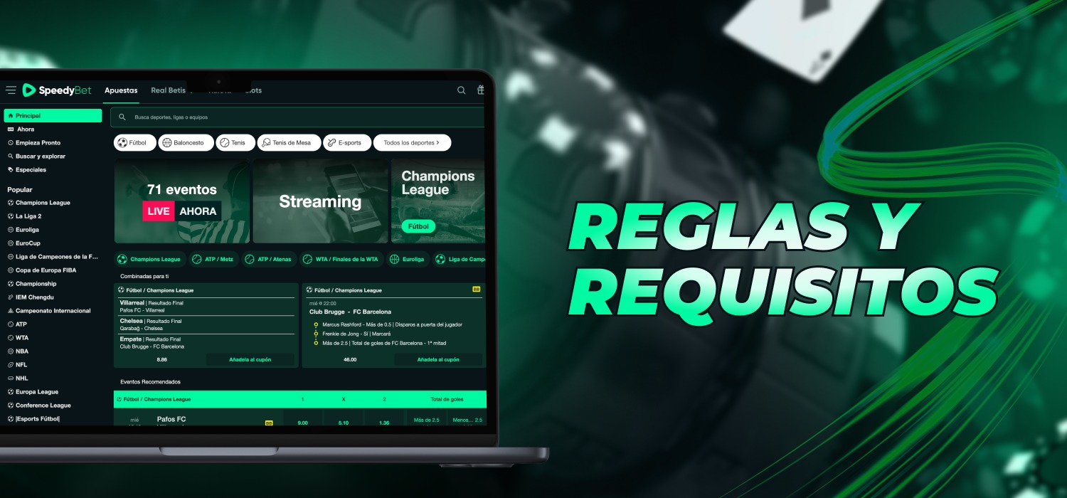 Reglas de apuestas en Speedybet